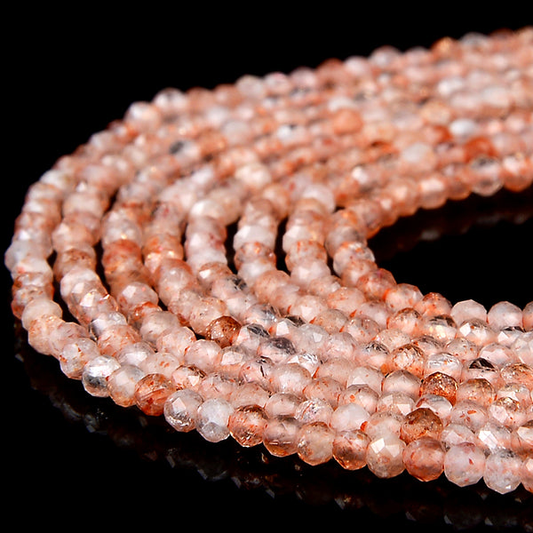 Rainbow Lattice Sunstone Lepidocrocite Gemstone Grade AAA 2MM Micro Faceted Round Loose Beads 15 inch Full Strand (80018230-P98)