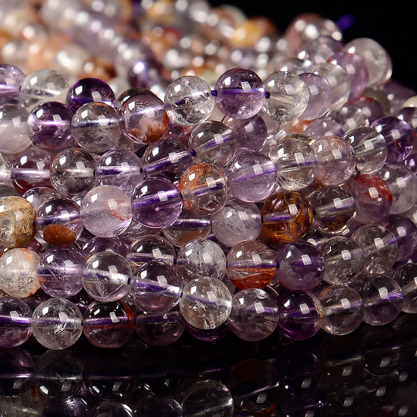 Auralite 23 Cacoxenite Amethyst Quartz Gemstone Grade AAA Round 7MM 8MM 9MM Loose Beads (D582)