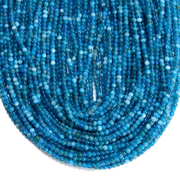 Natural Blue Apatite Gemstone Grade AAA Round 3MM Loose Beads 15 inch Full Strand (80020679-P118)