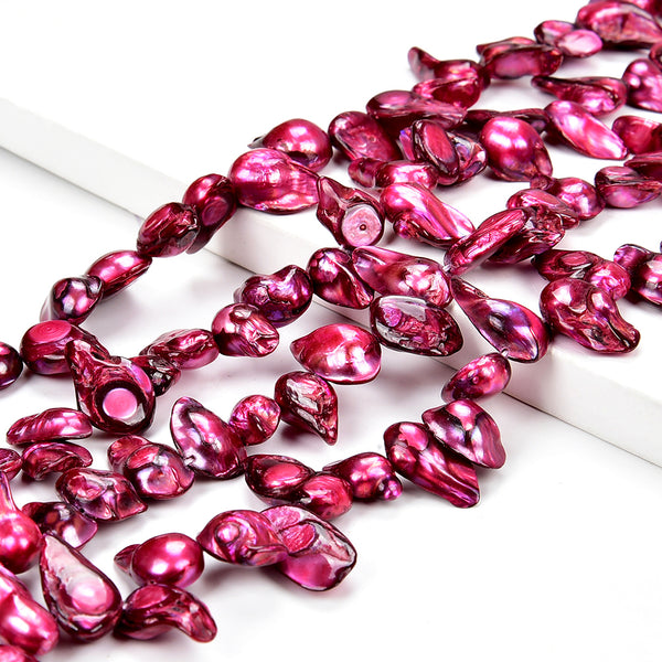 Fireball Baroque Freshwater Pink Pearl Gemstone Baroque 12-16MM Loose Beads (S32)