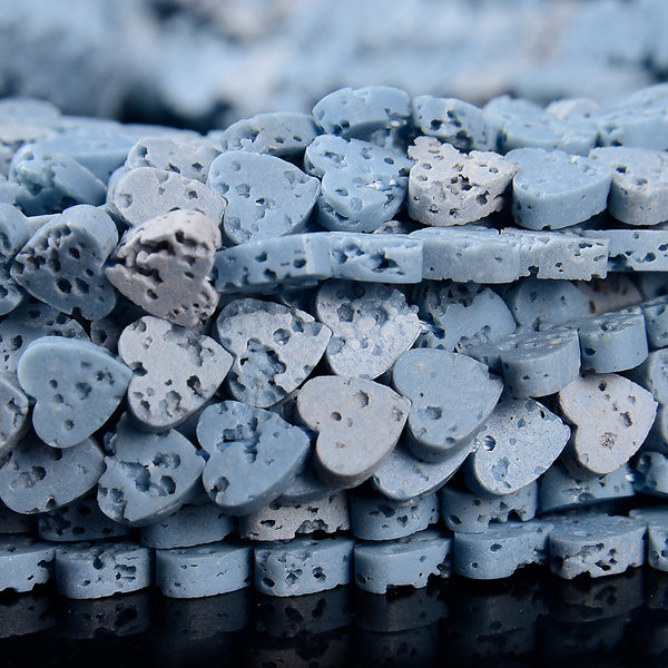 Light Blue Lava Gemstone Love Heart 6MM Loose Beads (D643)