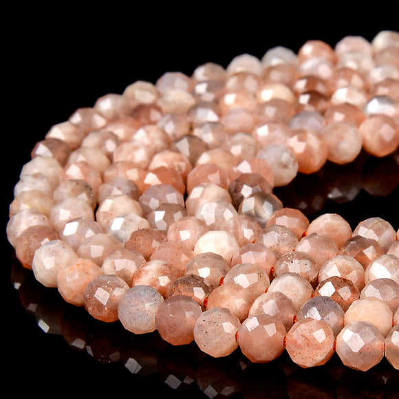 Natural Sunstone Gemstone Grade AA 4MM Micro Faceted Round Loose Beads 15 inch Full Strand (80018233-P98)