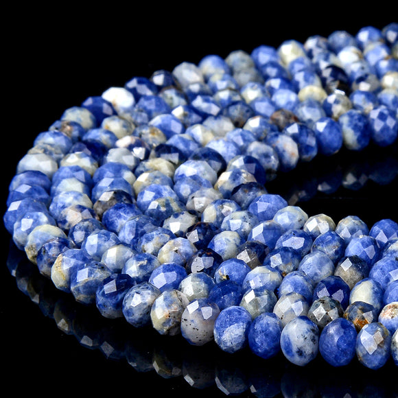 Natural Sodalite Gemstone Grade A 6X4MM Micro Faceted Rondelle Loose Beads 15 inch Full Strand (80018156-P92)