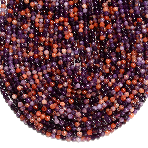 Purple Orange Jade Gemstone Round 4MM Loose Beads 14.5 inch Full Strand (80020076-D617)