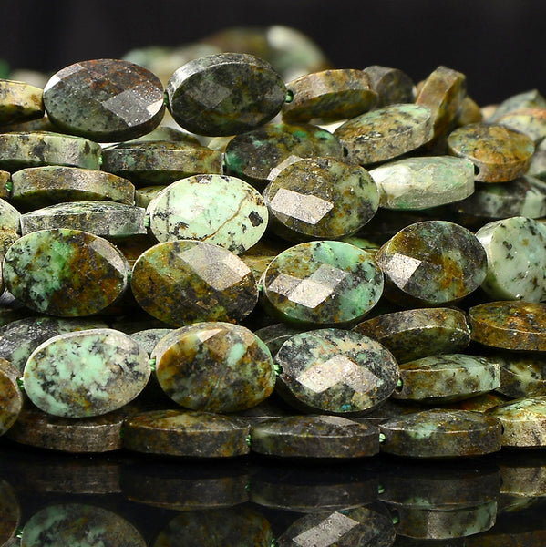 Natural African Turquoise Gemstone Micro Faceted Oval 11X7MM Loose Beads 7.5 inch Half Strand (80021480-D718)