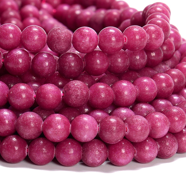 Pink Matte Jade Gemstone Round 8MM Loose Beads 15 inch Full Strand (80020614-D656)