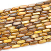 Golden Mother of Pearl Shell MOP Gemstone 8X22MM Rectangle Tube Loose Beads (D434)