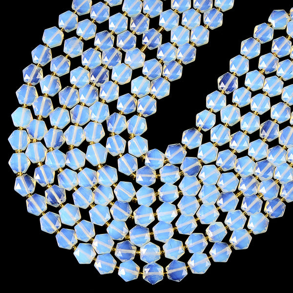 Opalite Gemstone Micro Faceted Hexagon Star 11MM Loose Beads 7.5 inch Half Strand (80021525-D722)