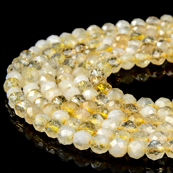 Natural Citrine Gemstone Grade A 5MM Micro Faceted Round Loose Beads 15 inch Full Strand (80018207-P96)