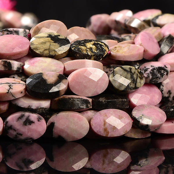 Natural Rhodonite Gemstone Micro Faceted Oval 11X7MM Loose Beads 7.5 inch Half Strand (80021475-D717)