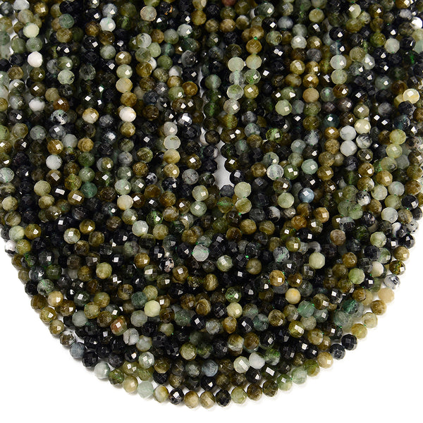 Natural Green Tourmaline Gemstone Grade A Micro Faceted Round 4MM Loose Beads (P119)