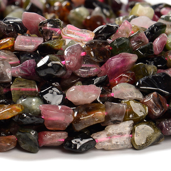 Natural Tourmaline Gemstone Pebble Nugget 8-10MM Loose Beads (D641)