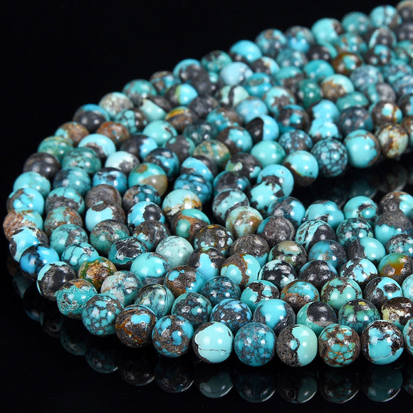 Natural Turquoise Gemstone Grade AAA Round 5MM 6MM Loose Beads 7 inch Half Strand (P102)