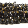 Natural Black Obsidian Gemstone Stick Pebble Chip 9-17MM Loose Beads (D715)