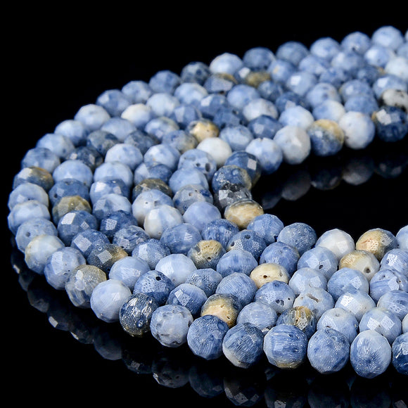 Natural Blue Coral Gemstone Grade A 5MM Micro Faceted Round Loose Beads 15 inch Full Strand (80018224-P97)