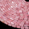 Madagascar Rose Quartz Gemstone 12X8MM Faceted Cylinder Round Tube Loose Beads (D464)