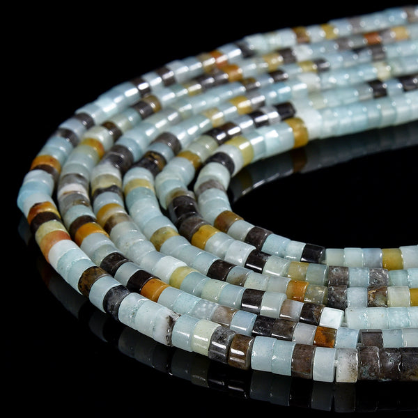 Natural Amazonite Gemstone Heshi Rondelle Slice 4X2MM Loose Beads 14.5 inch Full Strand (80019467-P105)