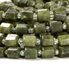 Natural Olive Jade Gemstone Faceted Round Tube Hexagon 10X8MM Loose Beads (D723)