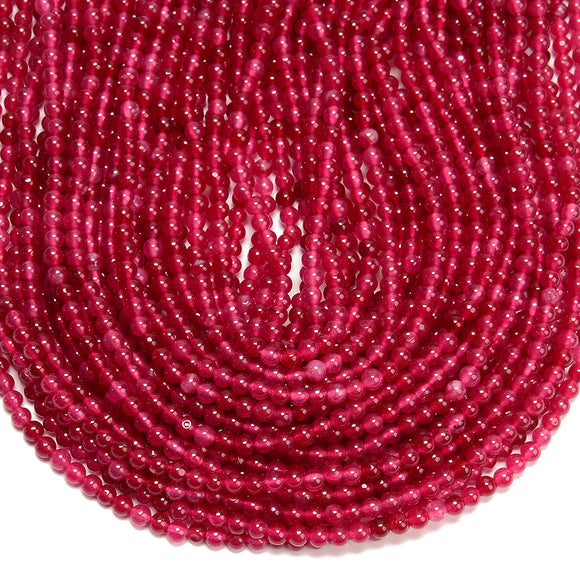 Ruby Red Color Jade Gemstone Round 4MM Loose Beads 14.5 inch Full Strand (80020071-D616)