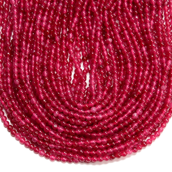 Ruby Red Color Jade Gemstone Round 4MM Loose Beads 14.5 inch Full Strand (80020071-D616)