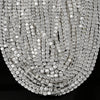 4X4MM Titanium Silver Hematite Gemstone Rounded Cube Loose Beads 15.5 inch Full Strand (80021663-840)