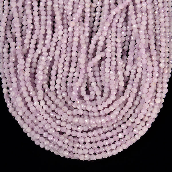 Natural Kunzite Gemstone Grade AAA Micro Faceted Round 4MM Loose Beads 15 inch Full Strand (80020510-P115)