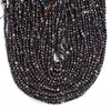 Natural Black Tourmaline Gemstone Micro Faceted Round 3MM4MM Loose Beads 15 inch Full Strand (P114)