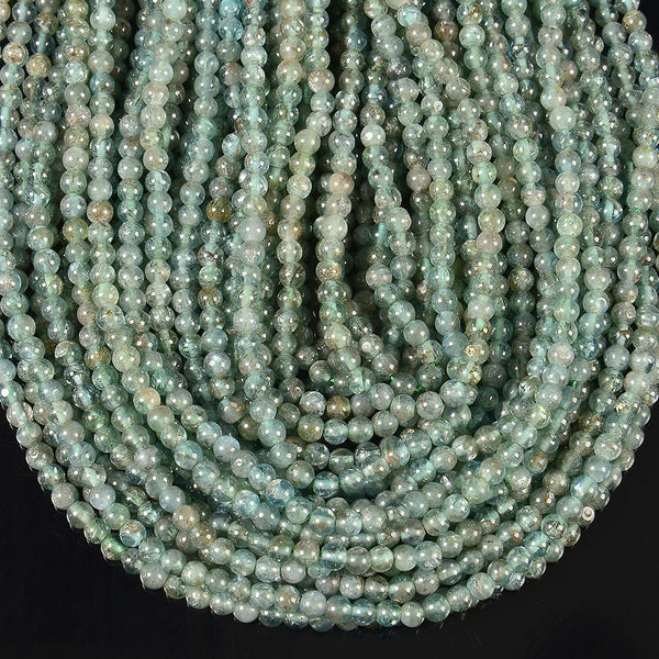 Natural Aqua Apatite Gemstone Round 3MM 4MM 5MM Loose Beads 15inch Full Strand (D686)
