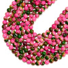 Pink Green Fire Agate Gemstone Round 10MM Loose Beads (D708)