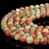 Orange Green Dragon Skin Agate Gemstone Round 8MM Loose Beads (D519)