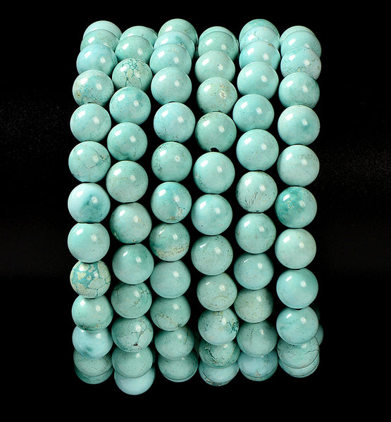 Turquoise Gemstone Round Bracelet 8MM 7.5 inch Strand (80021363-S56)