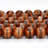 Green Brown Tibetan Dzi Agate Etched Line Ring Mala Antique Boho Beads Gemstone Round 8MM 10MM 12MM Loose Beads (D518)