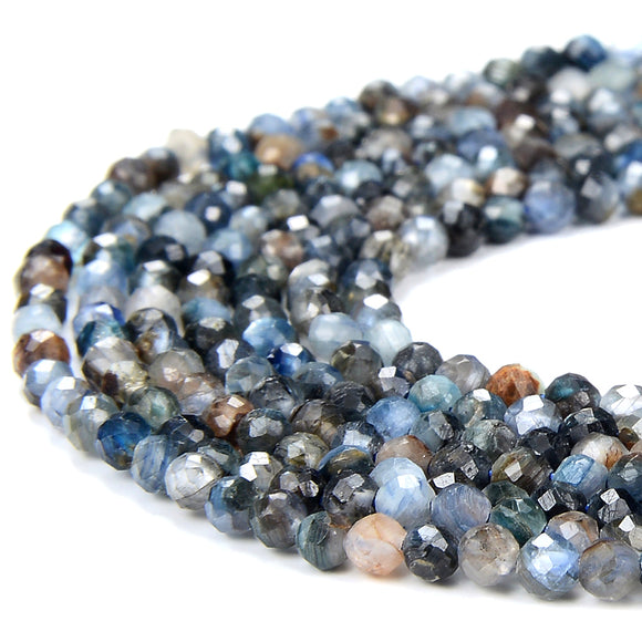 Natural Blue Kyanite Gemstone Grade A 2MM Micro Faceted Round Loose Beads 15 inch Full Strand (80018200-P95)
