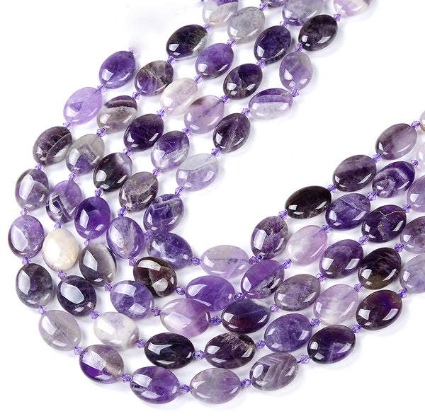 Natural Amethyst Gemstone Oval 11X8MM 14X10MM 16X12MM 18X13MM 20X15MM 34X25MM Loose Beads (D420)