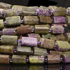 Natural Atlantisite Stichtite Gemstone Faceted Round Tube 12X8MM Loose Beads (D725)