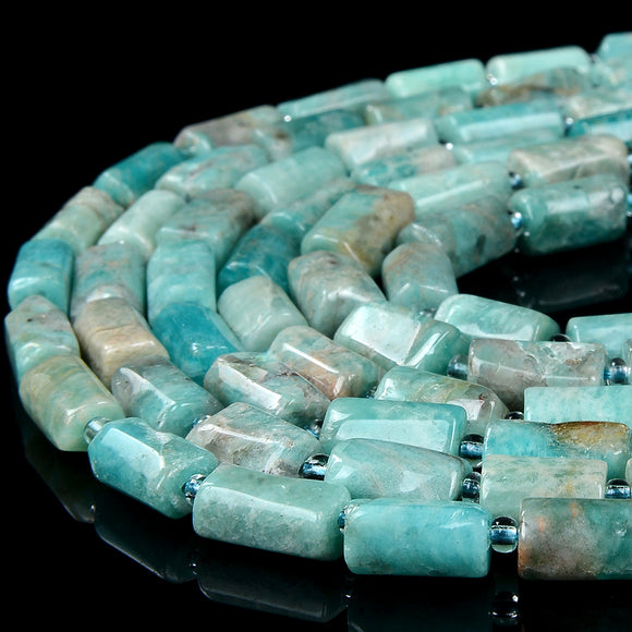 Natural Peruvian Amazonite Gemstone 12X8MM Faceted Cylinder Round Tube Loose Beads (D464)