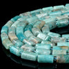 Natural Peruvian Amazonite Gemstone 12X8MM Faceted Cylinder Round Tube Loose Beads (D464)