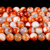 Orange White Fire Agate Gemstone Round 10MM Loose Beads (D708)
