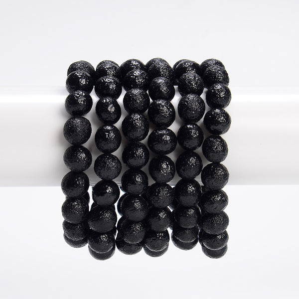 100% Rough Natural Agni Manitite Tektite Gemstone Round Bracelet 10-11MM 7.5 inch Strand (80020966-S53)