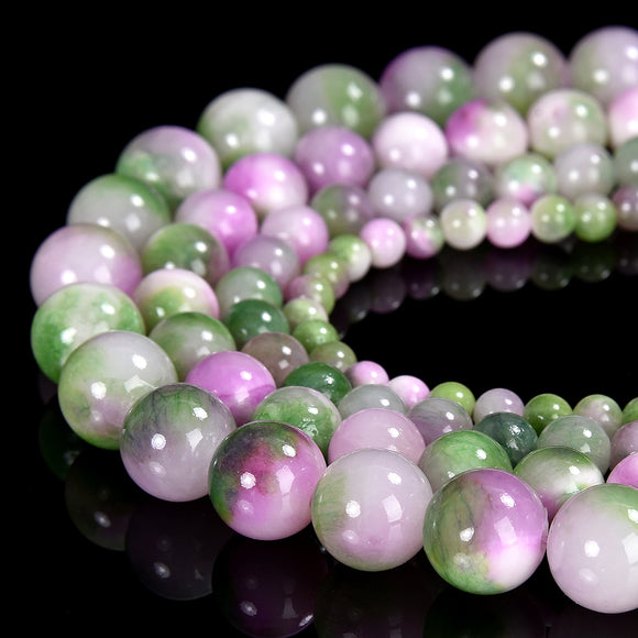 Pink Green Persian Jade Gemstone Round 4MM 6MM 8MM 10MM Loose Beads (D568)