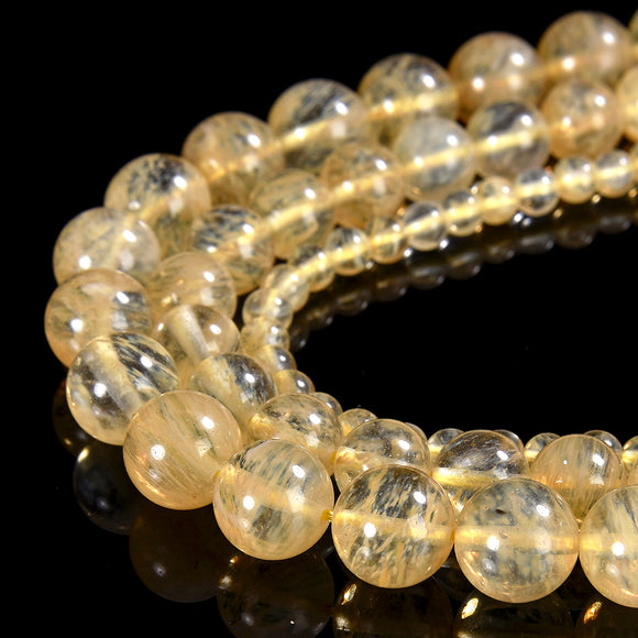Yellow Cherry Quartz Gemstone Round 4MM 6MM 8MM 10MM 12MM Loose Beads (D551)