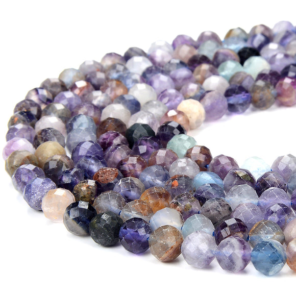 Natural Rainbow Fluorite Gemstone Grade AA 6MM Micro Faceted Round Loose Beads 15 inch Full Strand (80018255-P100)