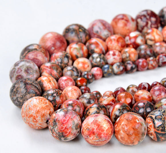 Natural Red Leopard Skin Jasper Gemstone Round 4MM 6MM 8MM 10MM 12MM Loose Beads (D543)