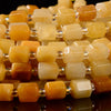 Natural Yellow Jade Gemstone Faceted Round Tube Hexagon 10X8MM Loose Beads (D720)