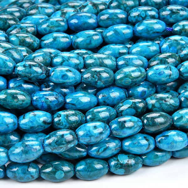 Chrysocolla Quantum Quattro Gemstone Barrel Drum Oval Rice 12X7MM Loose Beads (D523)