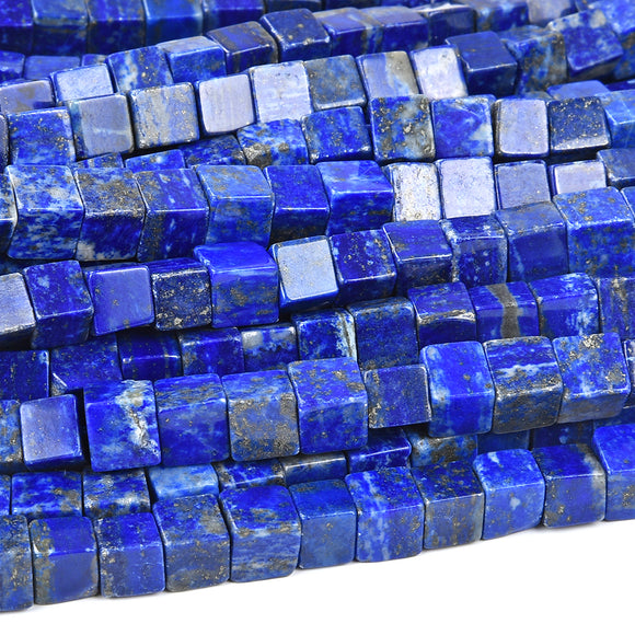 Natural Lapis Lazuli Gemstone Grade AA Square Cube 6-7MM Loose Beads 7 inch Half Strand (80019012-D523)