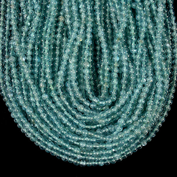 Natural Aqua Apatite Gemstone Grade AAA Round 4MM 5MM 6MM Loose Beads (D685)