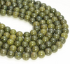 Genuine Natural Epidote Pyrite Inclusion Gemstone Green 6mm 8mm 10mm Round Loose Beads 15 inch Full Strand (A233)