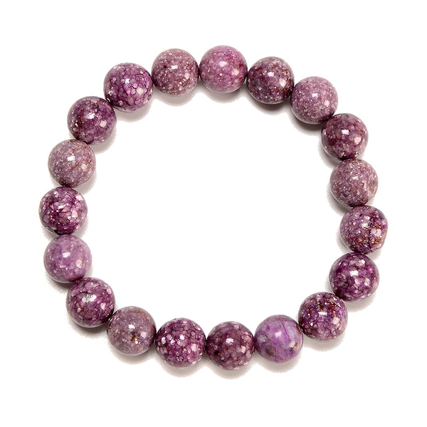 Natural Lepidolite Mica Gemstone Grade AAA Round Bracelet 10MM 7.5 inch Strand (80021364-S56)