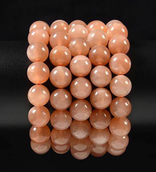 Natural Sunstone Gemstone Round Bracelet 6MM 8MM 10MM 7.5 inch Strand (S52)